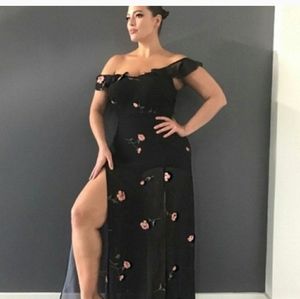 Ashley Graham Black Floral Dress Plus Size 16